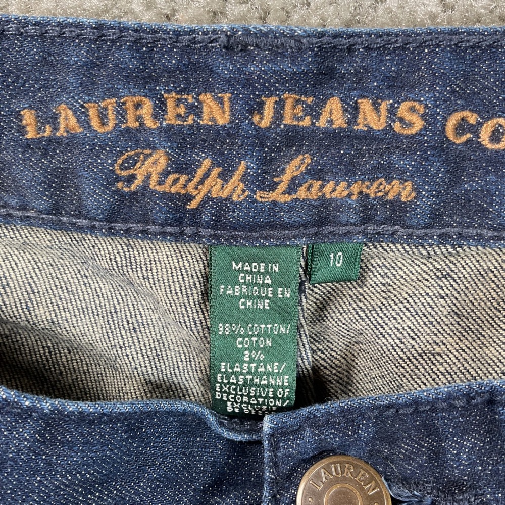 Lauren Ralph Lauren Jeans Womens 10 Blue Excellent Flare High Rise Dark Wash - Picture 3 of 7